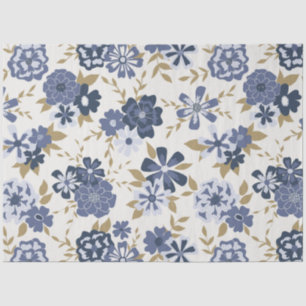 Elegant Blue Vine Floral Pattern Tissue Paper