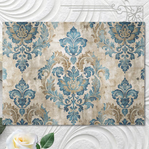Elegant Blue Vintage Blue Decoupage Tissue Paper