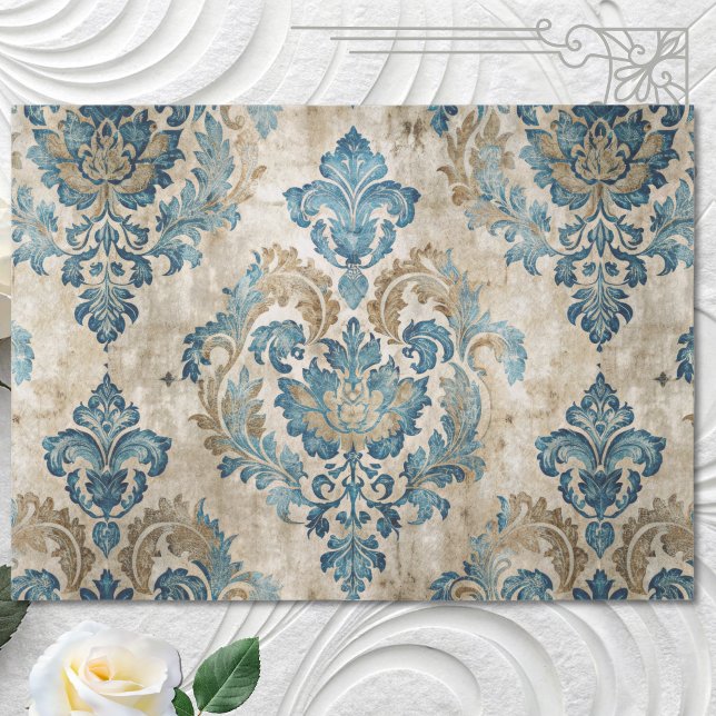 Elegant Blue Vintage Blue Decoupage Tissue Paper (Creator Uploaded)