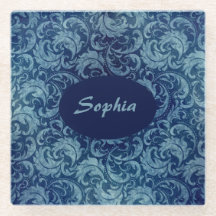 Elegant Blue Vintage Damask Pattern