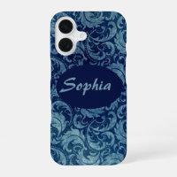 Elegant Blue Vintage Damask Pattern