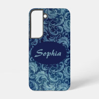 Elegant Blue Vintage Damask Pattern