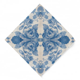 Elegant blue vintage floral  bandana