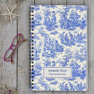 Elegant Blue Vintage French Toile de Jouy Notebook
