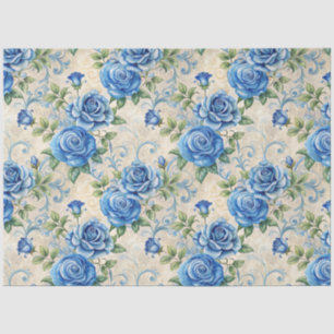Elegant Blue Vintage Inspired Florals Tissue Paper