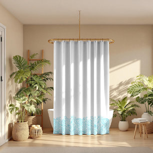 Elegant Blue Vintage Paisley Stripe Shower Curtain