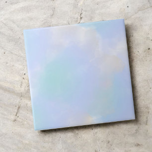 Elegant Blue Watercolor Abstract Art for Modern  Tile