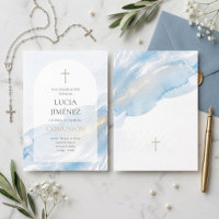 Elegant Blue Watercolor Arch First Communion