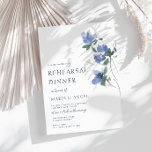 elegant blue watercolor blooms rehearsal dinner invitation<br><div class="desc">An elegant blue invite with beautiful blue hand painted flowers for your rehearsal. the text and background can be edited.</div>