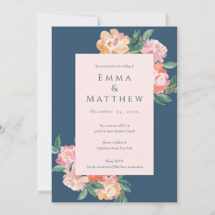 Elegant Blue Watercolor Botanical Garden  Invitation