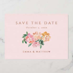 Elegant Blue Watercolor Botanical Save the Date