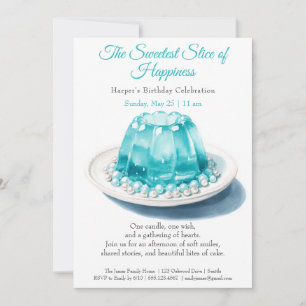 Elegant Blue Watercolor Cake Birthday Invitation