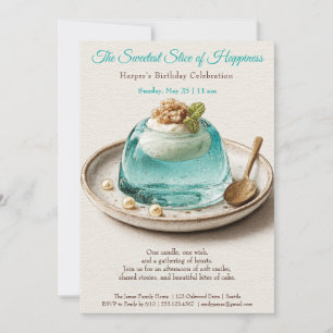 Elegant Blue Watercolor Cake Birthday Invitation