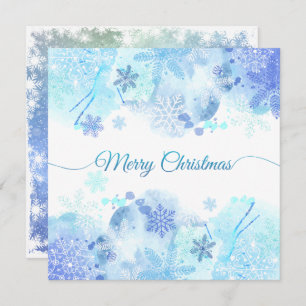 Elegant Blue Watercolor Christmas Party Invitation