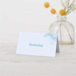 Elegant Blue Watercolor Couple Line Art Place Card