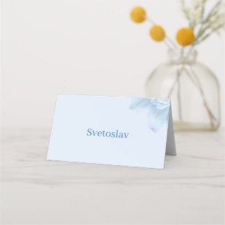 Elegant Blue Watercolor Couple Line Art Place Card