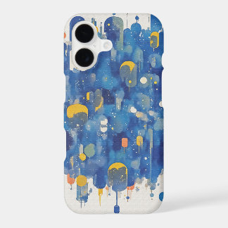 Elegant Blue Watercolor Drips Gold