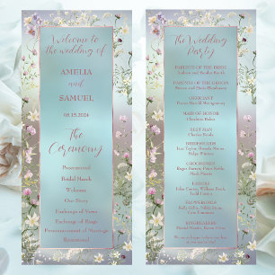 Elegant Blue Watercolor Floral Flat Program Programme
