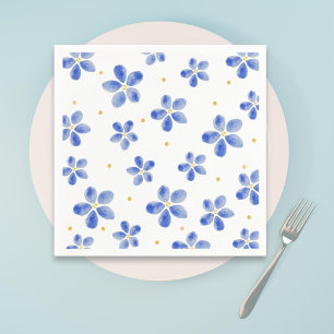 Elegant Blue Watercolor Floral Napkin