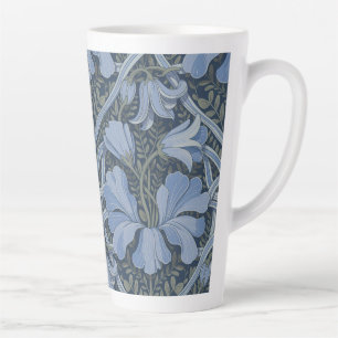 Elegant Blue Watercolor Floral Pattern Latte Mug