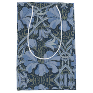 Elegant Blue Watercolor Floral Pattern Medium Gift Bag