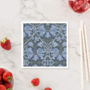 Elegant Blue Watercolor Floral Pattern Napkin