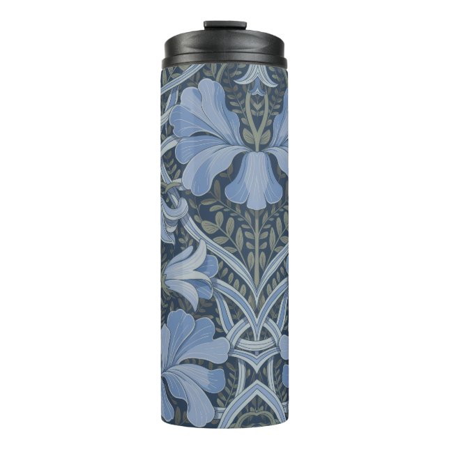Elegant Blue Watercolor Floral Pattern  Thermal Tumbler (Front)