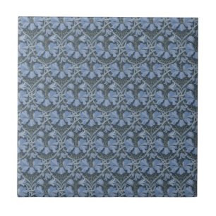 Elegant Blue Watercolor Floral Pattern Tile