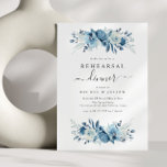 Elegant blue watercolor floral rehearsal dinner invitation<br><div class="desc">A blue and white wedding theme design with watercolor blue painted flowers. A perfect design for your summer,  spring and winter wedding. You can personalise the text and colour detail on this wedding invite template.</div>