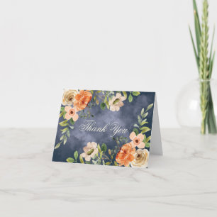 Elegant Blue Watercolor Floral Thank You Card