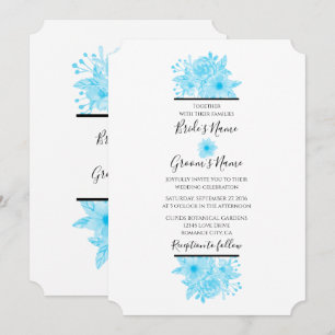 Elegant Blue Watercolor Floral Wedding Invitations