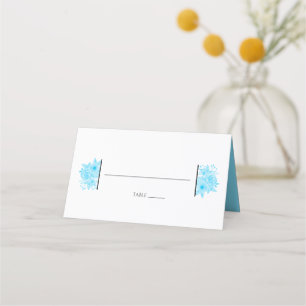 Elegant Blue Watercolor Floral Wedding Place Card