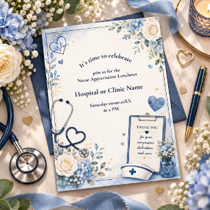 Elegant Blue Watercolor Nurse Appreciation Day