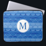 Elegant Blue Watercolor Ogee Pattern with Monogram Laptop Sleeve<br><div class="desc">Add your monogram initial to a lovely laptop sleeve featuring interlocking ogee shapes that range from dark blue to light blue and back. In contrast, the continuous S curve outlines shift from light blue to dark blue and back. The painted blue geometric shapes have a pleasing calm look. The paint...</div>