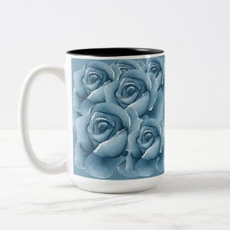 Elegant Blue Watercolor Roses Ceramic Coffee Mug