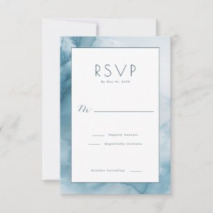 Elegant Blue Watercolor RSVP Card