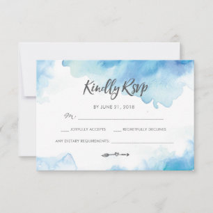 Elegant Blue Watercolor RSVP cards