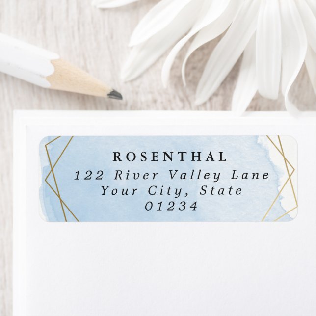 Elegant Blue Watercolor Splash Gold Frame (Insitu)