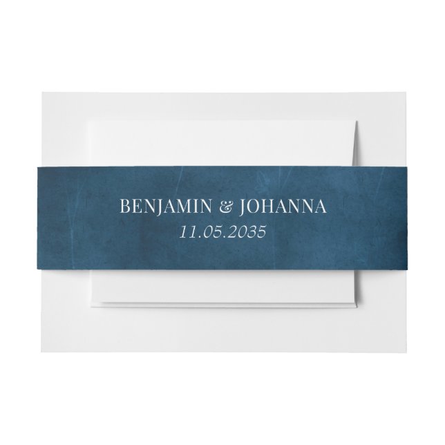 Elegant Blue Watercolor Wedding Custom Invitation Belly Band (Front Example)