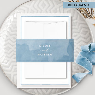 Elegant Blue Watercolor, Wedding Invitation Belly Band