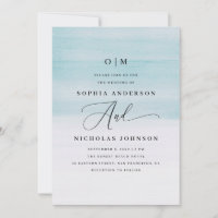 Elegant Blue Watercolor Wedding | Nautical Script
