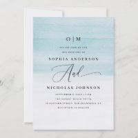 Elegant Blue Watercolor Wedding | Nautical Script 