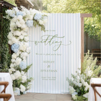 Elegant Blue Wedding Backdrop Tapestry