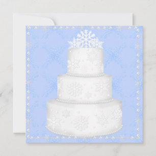 ELEGANT BLUE WEDDING CAKE TOPPER INVITATION