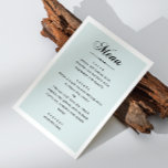 Elegant blue wedding. Classic calligraphy script Menu<br><div class="desc">Blue menu with elegant script for classic tradition wedding.</div>