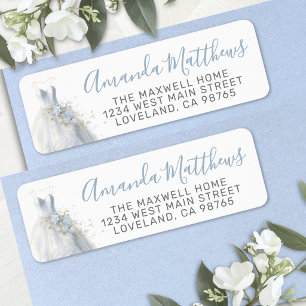 Elegant Blue Wedding Dress Return Address