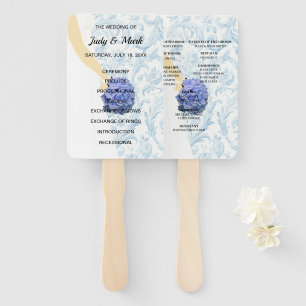 Elegant Blue Wedding Gown Program Hand Fan