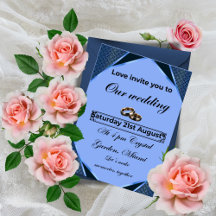 Elegant Blue Wedding Invitation