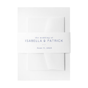 Elegant Blue Wedding Invitation Belly Band