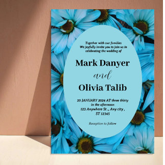 Elegant Blue Wedding Invitation Template 